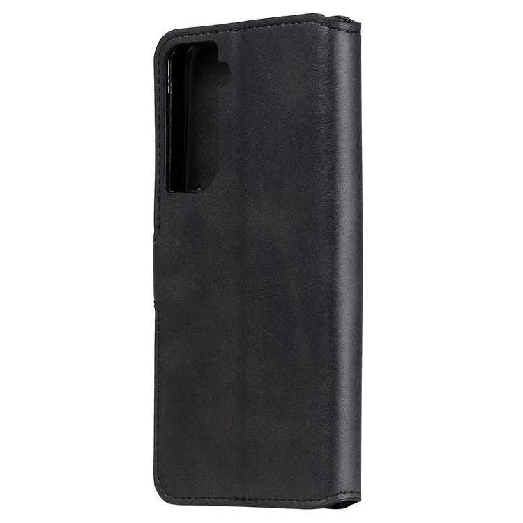 Caixa de Telefone de Couro Flip -stand Para Samsung Galaxy S21 4G/5G - Preto