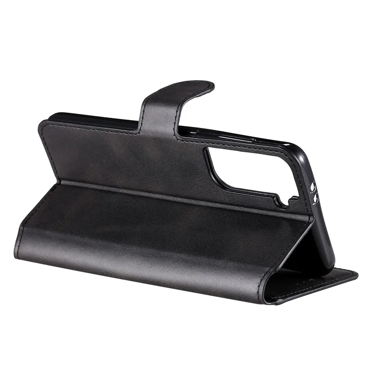 Caixa de Telefone de Couro Flip -stand Para Samsung Galaxy S21 4G/5G - Preto