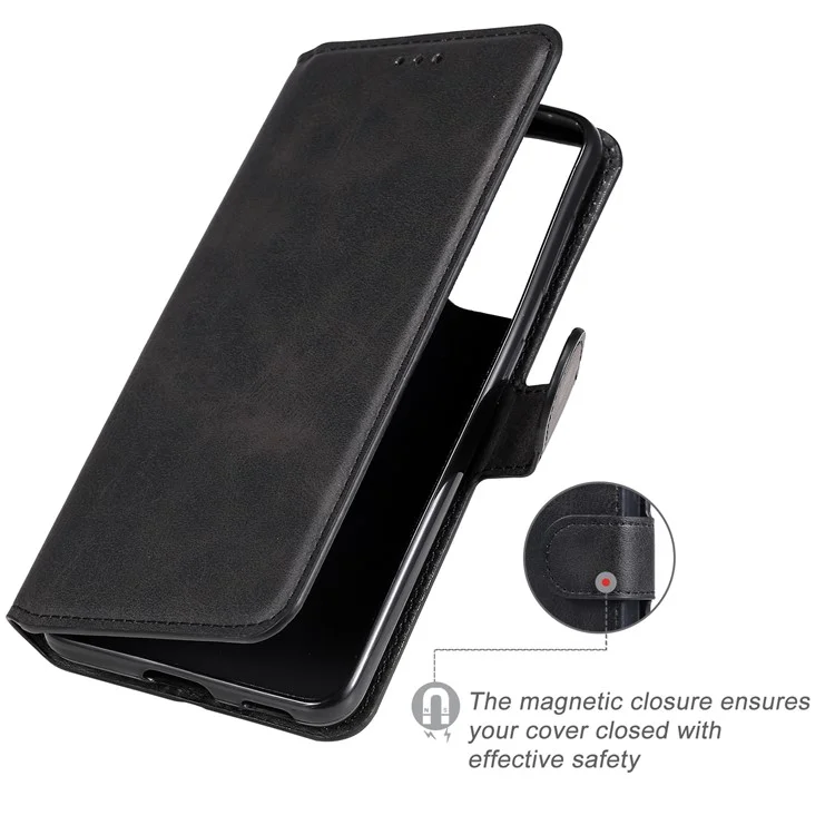 Wallet Stand Flip Leather Phone Case for Samsung Galaxy S21 4G/5G - Black