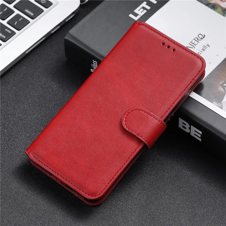 Case de Teléfono de Cuero Flip de Billetera Para Samsung Galaxy S21 4G/5G - Rojo