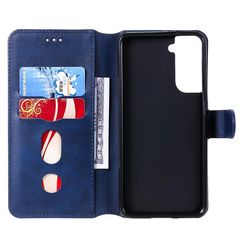 Wallet Stand Flip Leather Phone Case for Samsung Galaxy S21 4G/5G - Blue