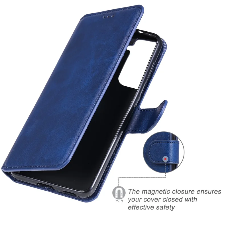 Wallet Stand Flip Leather Phone Case for Samsung Galaxy S21 4G/5G - Blue