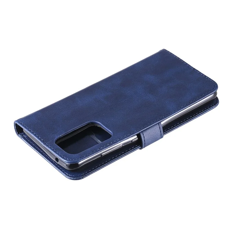 Reißverschluss-Pocket-Geldbörse Lederstandhalter Smartphone-Hülle für Samsung Galaxy A52 4G/5G / A52s 5G - Blau
