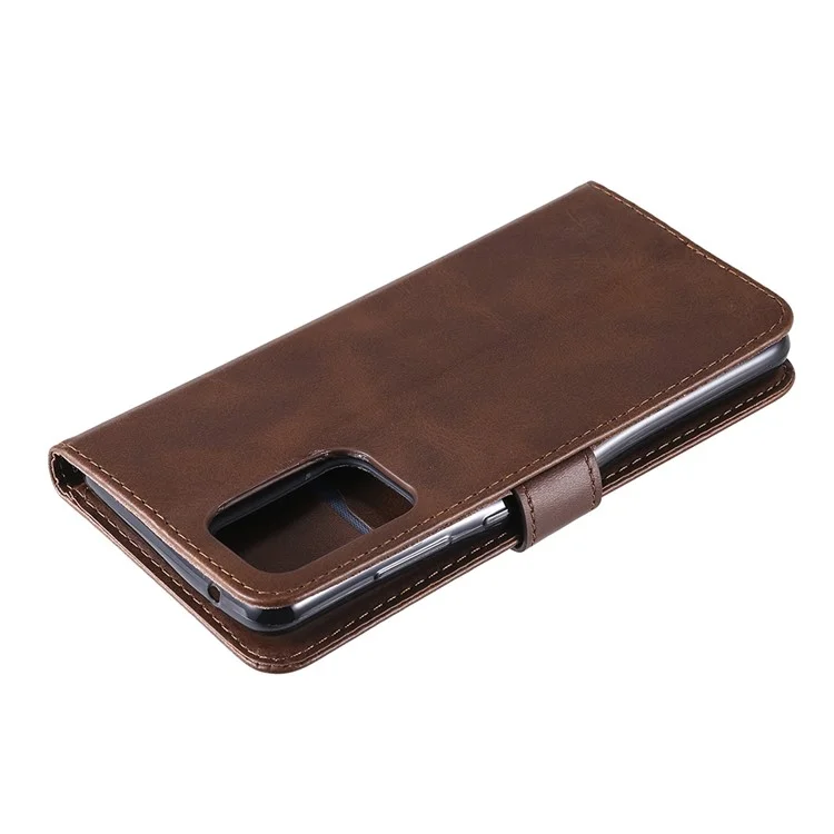 Cartera de cuero con bolsillo de cremallera y soporte para smartphone para Samsung Galaxy A52 4G/5G / A52s 5G - Marrón