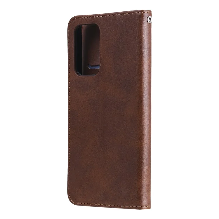 Cartera de cuero con bolsillo de cremallera y soporte para smartphone para Samsung Galaxy A52 4G/5G / A52s 5G - Marrón
