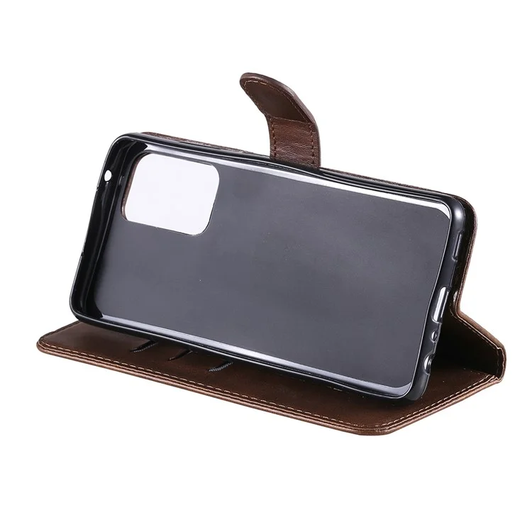 Cartera de cuero con bolsillo de cremallera y soporte para smartphone para Samsung Galaxy A52 4G/5G / A52s 5G - Marrón