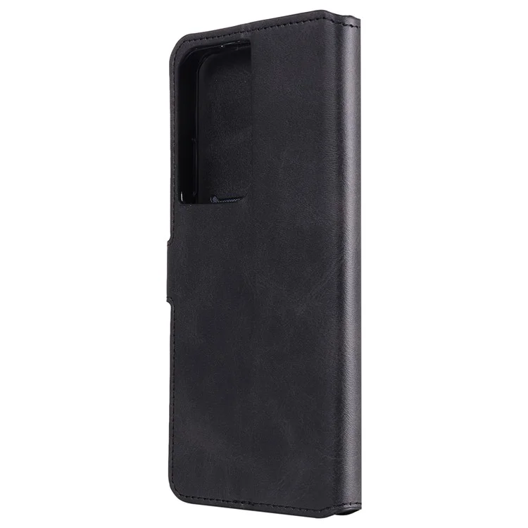 Wallet Leather Stand Cell Phone Case for Samsung Galaxy S21 Ultra 5G - Black