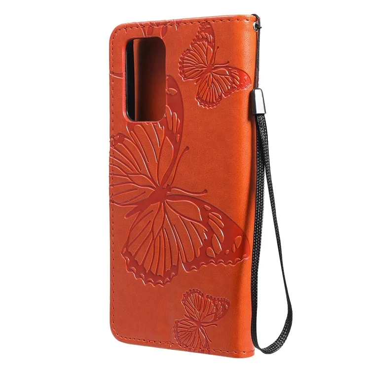 KT Impresión de Flores Serie-2 Mariposas Impresas Mandeo de Cuero de Flores Case Para Samsung Galaxy A52 4G/5G / A52s 5G - Naranja