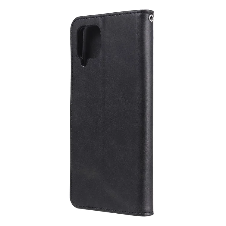 Caixa de Suporte de Couro de Bolso Com Zíper Para Samsung Galaxy A12 - Preto