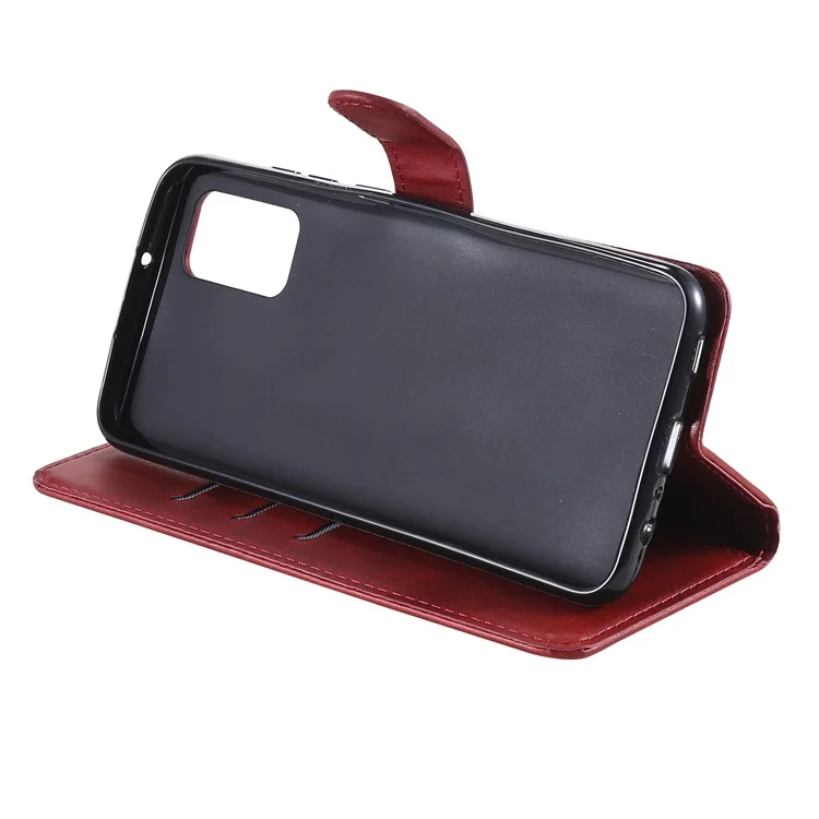 Zipper Pocket Leather Wallet Stand Case for Samsung Galaxy A02s (164.2x75.9x9.1mm) - Red