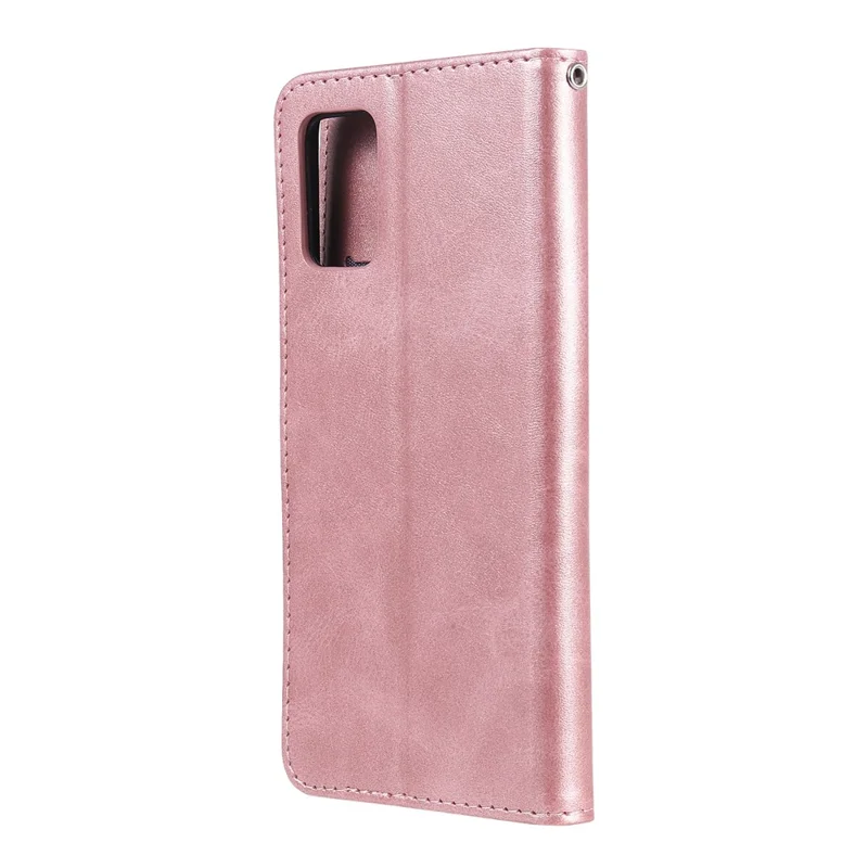 Zipper Pocket Leather Wallet Stand Case for Samsung Galaxy A02s (164.2mm) - Rose Gold