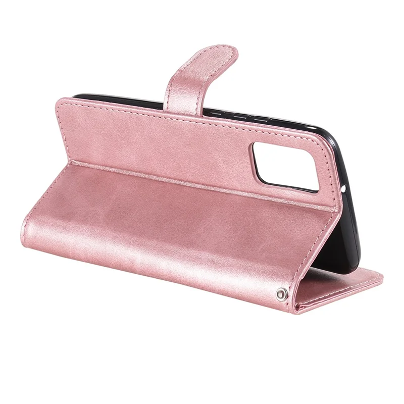 Zipper Pocket Leather Wallet Stand Case for Samsung Galaxy A02s (164.2mm) - Rose Gold