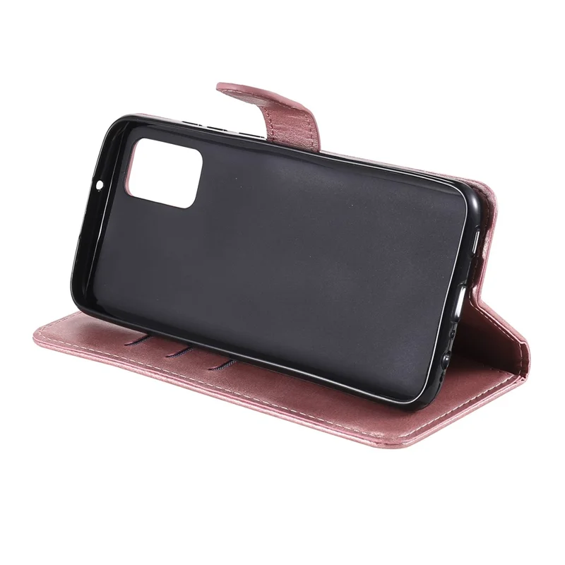 Zipper Pocket Leather Wallet Stand Case for Samsung Galaxy A02s (164.2mm) - Rose Gold