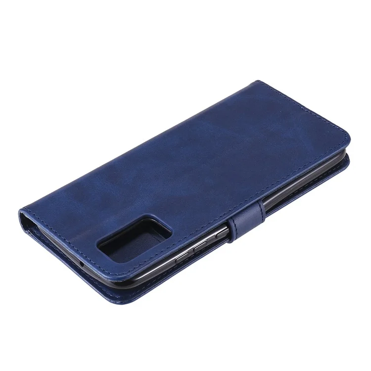 Zipper Pocket Leather Wallet Stand Case for Samsung Galaxy A02s (164.2x75.9x9.1mm) - Blue