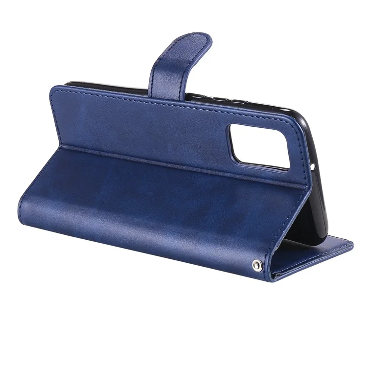 Caixa de Suporte de Couro de Bolso Com Zíper Para o Samsung Galaxy A02s (164.2x75.9x9.1mm) - Azul
