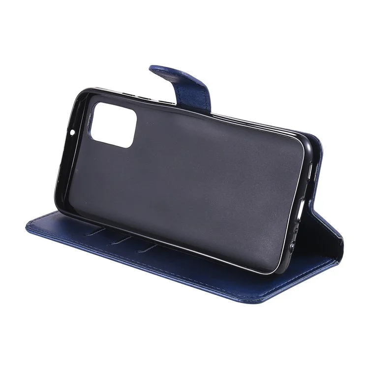 Caixa de Suporte de Couro de Bolso Com Zíper Para o Samsung Galaxy A02s (164.2x75.9x9.1mm) - Azul
