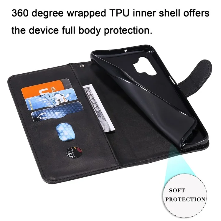 Reißverschluss-Taschenbörse Lederständer-Hülle für Samsung Galaxy A32 5G/M32 5G Cover - Schwarz