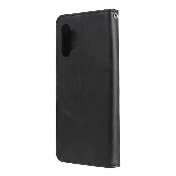 Reißverschluss-Taschenbörse Lederständer-Hülle für Samsung Galaxy A32 5G/M32 5G Cover - Schwarz