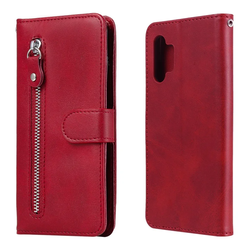 Zipper Pocket Wallet Leather Stand Case for Samsung Galaxy A32 5G/M32 5G Cover - Red