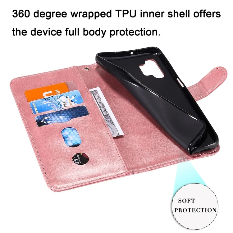 Reißverschluss-Taschenbörse Leder Ständer Hülle für Samsung Galaxy A32 5G/M32 5G Cover - Roségold