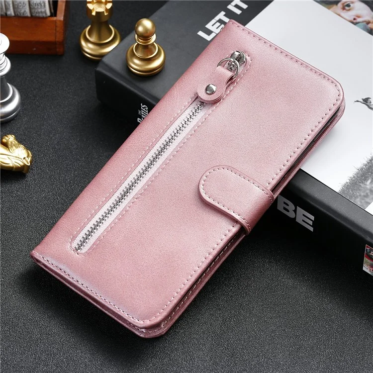 Reißverschluss-Taschenbörse Leder Ständer Hülle für Samsung Galaxy A32 5G/M32 5G Cover - Roségold