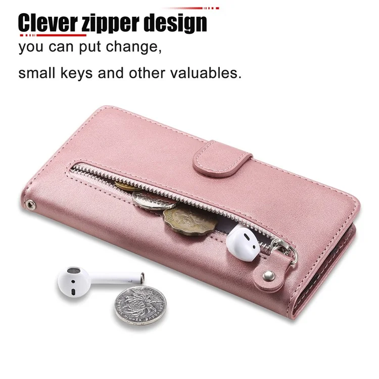 Reißverschluss-Taschenbörse Leder Ständer Hülle für Samsung Galaxy A32 5G/M32 5G Cover - Roségold