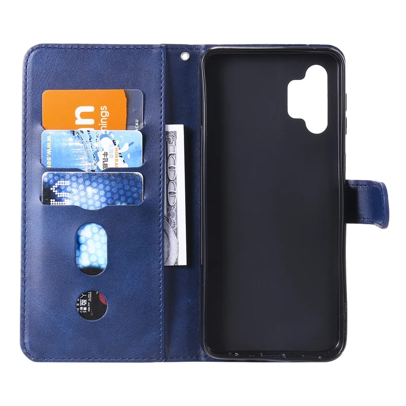 Zipper Pocket Wallet Leather Stand Case for Samsung Galaxy A32 5G/M32 5G Cover - Blue