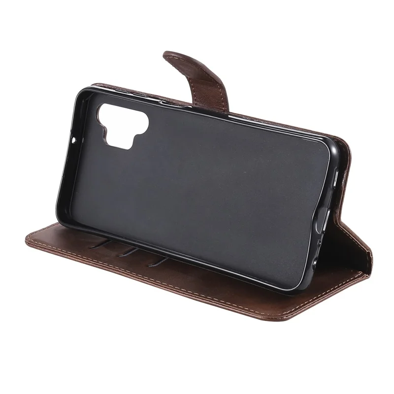 Zipper Pocket Wallet Leather Stand Case for Samsung Galaxy A32 5G Cover/M32 5G - Brown