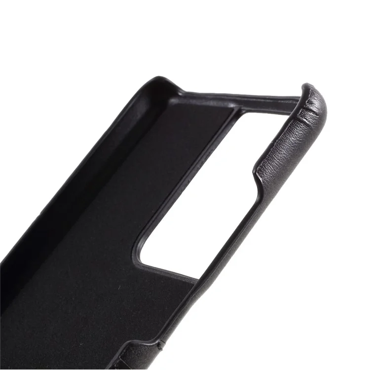 Double Card Slots PU Leather Coated PC Protector for Samsung Galaxy S21 Ultra 5G Case - Black