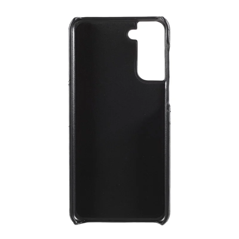 Double Card Slots PU Leather Coated PC Cover for Samsung Galaxy S21 4G/5G Case - Black