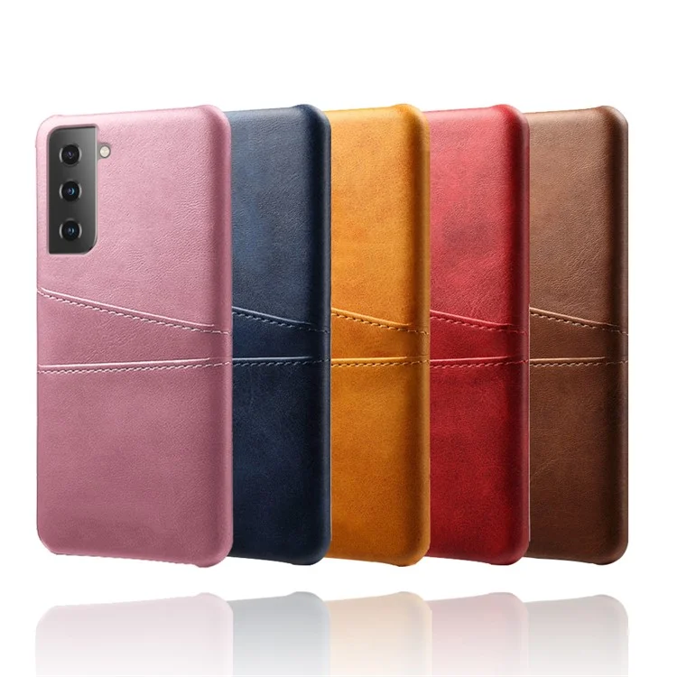 KSQ Dual-Card Slots Design PU Leather Coated Hard PC Case для Samsung Galaxy S21 Plus 5G - Черный