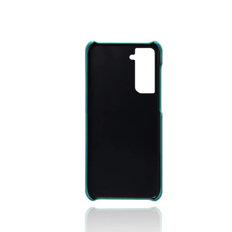 KSQ PU Leather Coated PC Case with Dual-Card Slots Design for Samsung Galaxy S21 4G/5G - Green