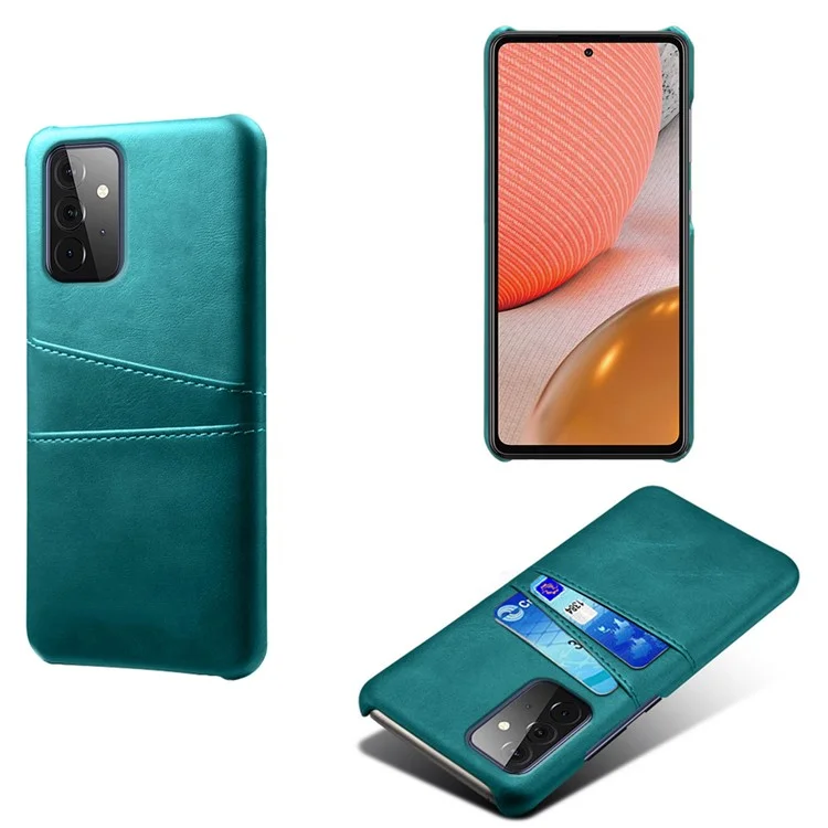 KSQ PC + PU Leather Coated Case with Dual-Card Slots for Samsung Galaxy A72 5G / A72 4G - Green