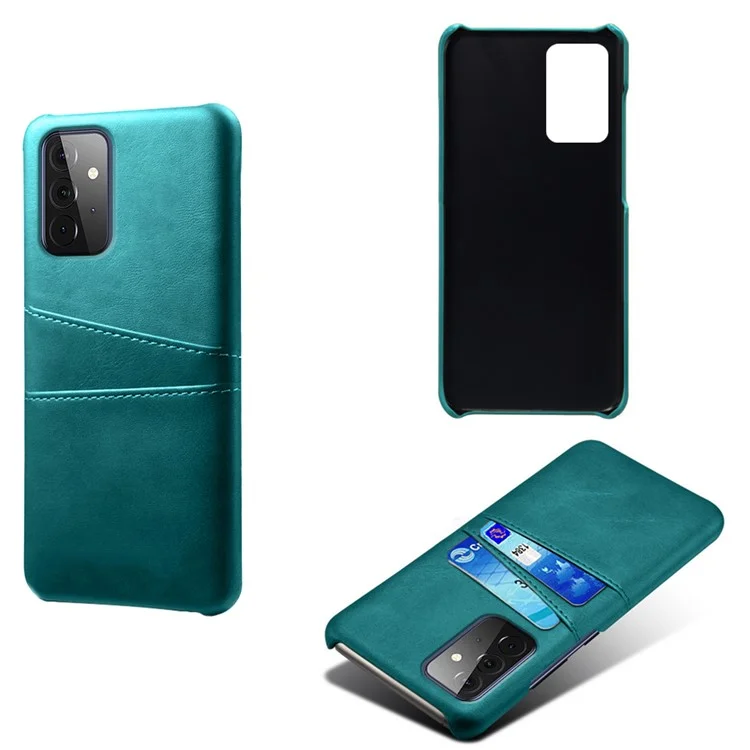 KSQ PC + PU Leather Coated Case with Dual-Card Slots for Samsung Galaxy A72 5G / A72 4G - Green