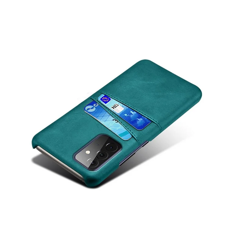 KSQ PC + PU Leather Coated Case with Dual-Card Slots for Samsung Galaxy A72 5G / A72 4G - Green