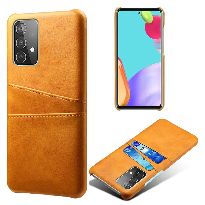 KSQ Case for Samsung Galaxy A52 4G/5G / A52s 5G, Card Slots Design PU Leather PC Inner Shock-Absorbing Cover - Orange