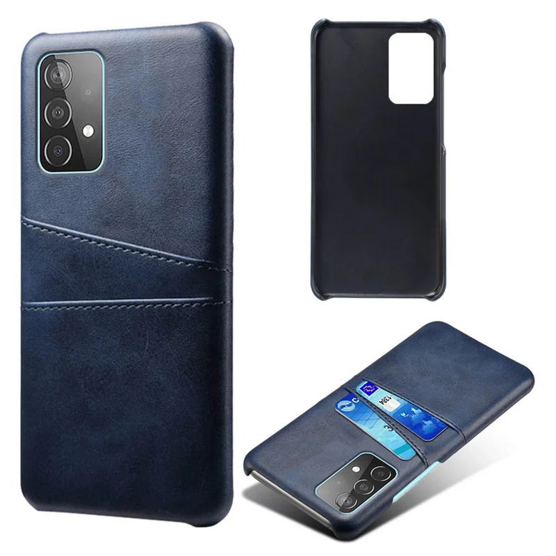 KSQ Case for Samsung Galaxy A52 4G/5G / A52s 5G, Card Slots Design PU Leather PC Inner Shock-Absorbing Cover - Blue