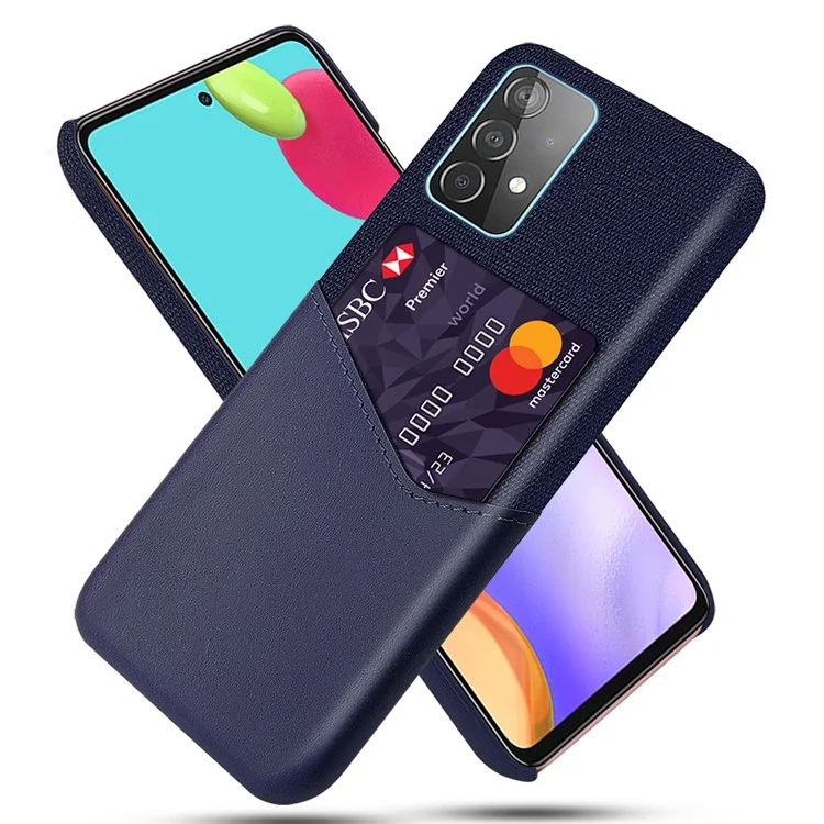 Coloque de Suporte Para Cartão KSQ + PC Revestido de Couro PU Para o Samsung Galaxy A52 4G/5G / A52s 5G - Azul