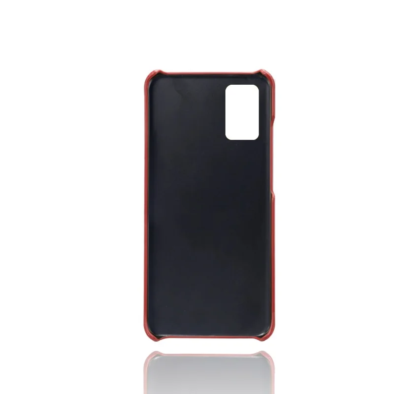 KSQ Obudowa PC + powleczona skórą PU z podwójnymi szczelinami na karty dla Samsung Galaxy A02s (164,2 mm) - Czerwony