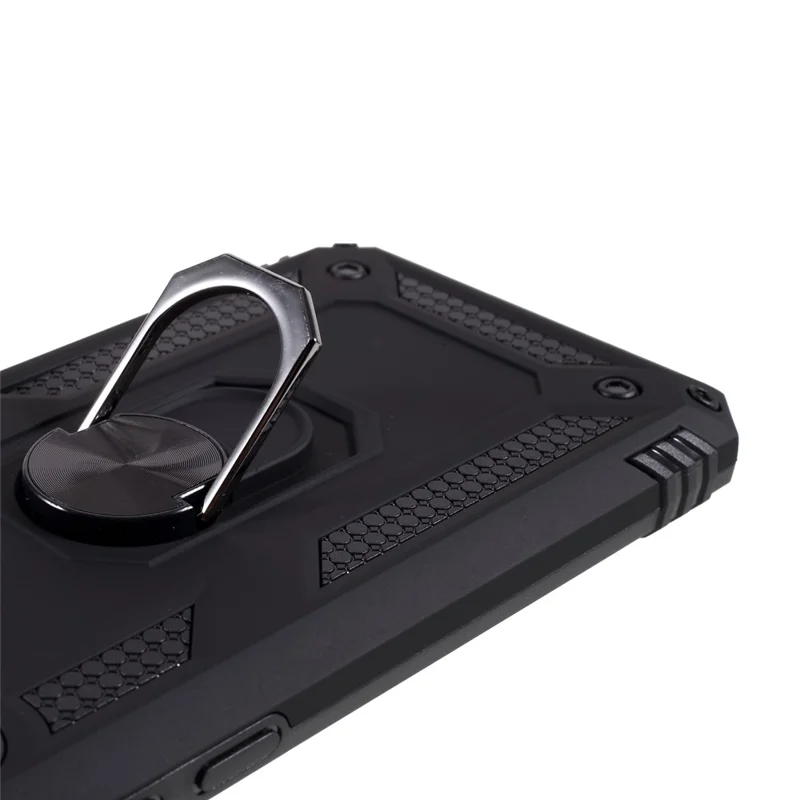 Coque de téléphone anti-chute hybride PC + TPU avec support à bague rotative pour Samsung Galaxy A02s (166,5 mm) - Noir