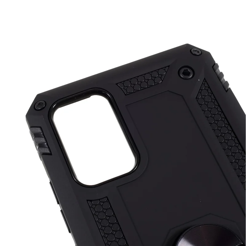 Coque de téléphone anti-chute hybride PC + TPU avec support à bague rotative pour Samsung Galaxy A02s (166,5 mm) - Noir