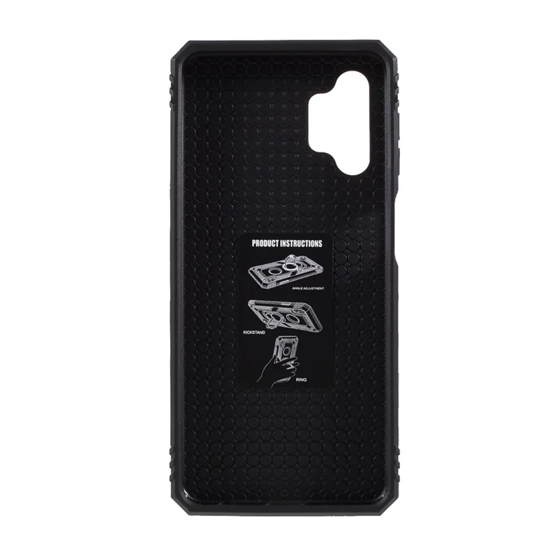PC + TPU Combo Design Anti-drop Hybrid Phone Shell with Ring Kickstand for Samsung Galaxy A32 5G/M32 5G - Black