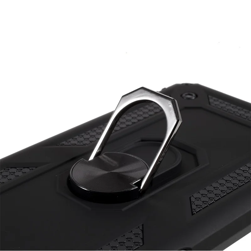 PC + TPU Combo Design Anti-drop Hybrid Phone Shell with Ring Kickstand for Samsung Galaxy A32 5G/M32 5G - Black