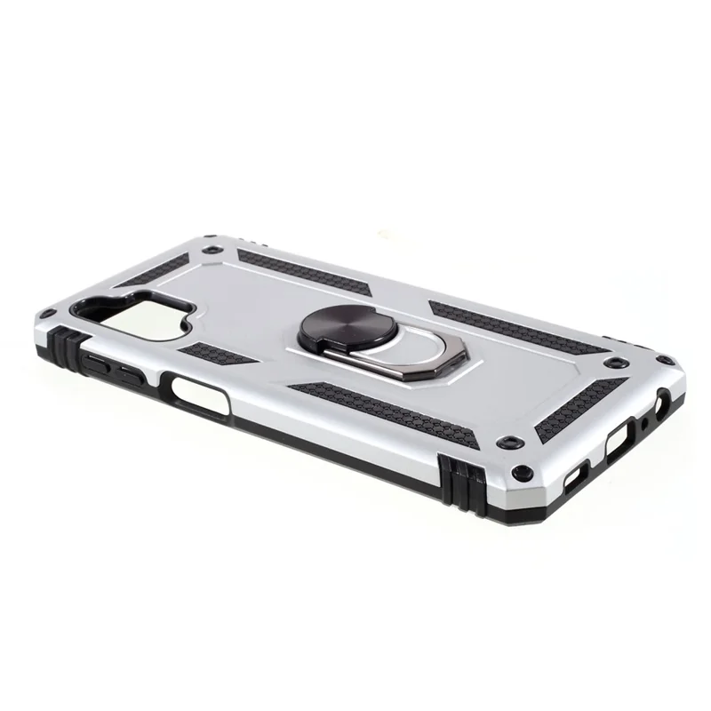 PC + TPU Combo Design Ghell di Telefono Ibrido Anti-drop Con Cavalletto ad Anello Per Samsung Galaxy A32 5G/M32 5G - D'argento