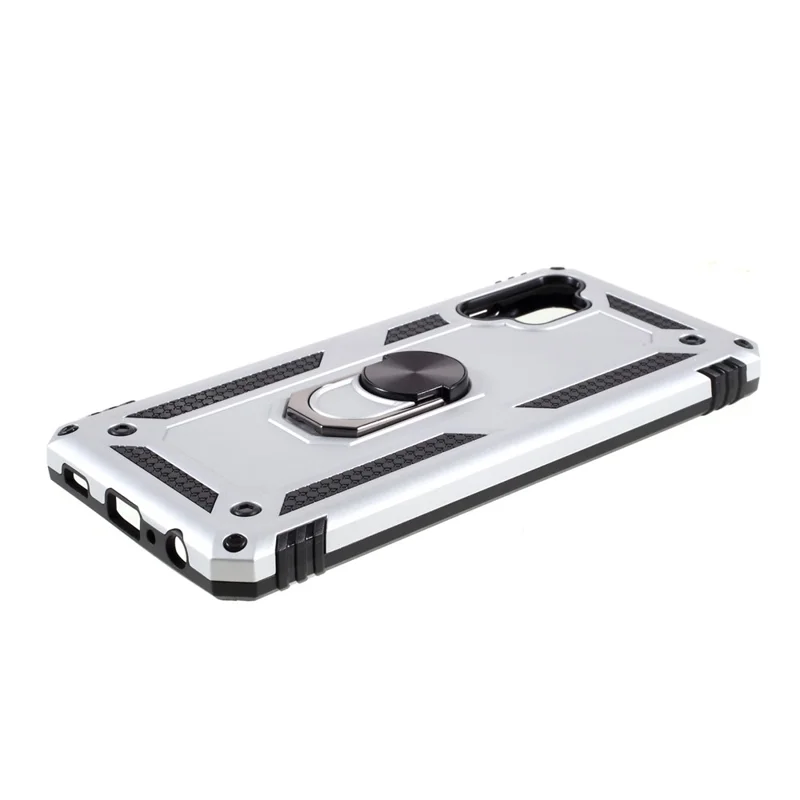 PC + TPU Combo Design Ghell di Telefono Ibrido Anti-drop Con Cavalletto ad Anello Per Samsung Galaxy A32 5G/M32 5G - D'argento