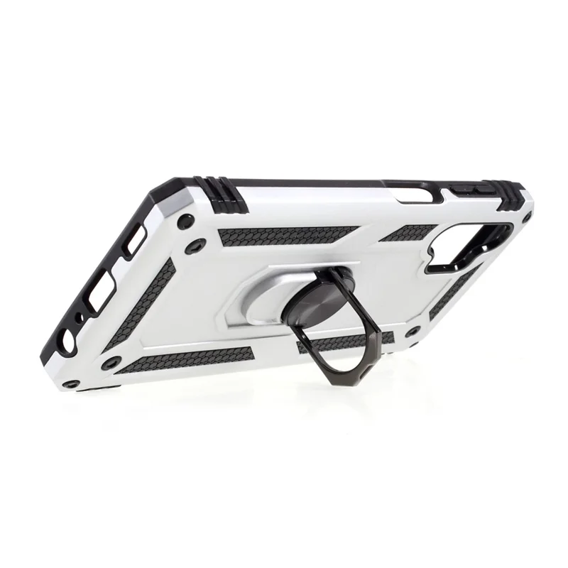 PC + TPU Combo Design Ghell di Telefono Ibrido Anti-drop Con Cavalletto ad Anello Per Samsung Galaxy A32 5G/M32 5G - D'argento