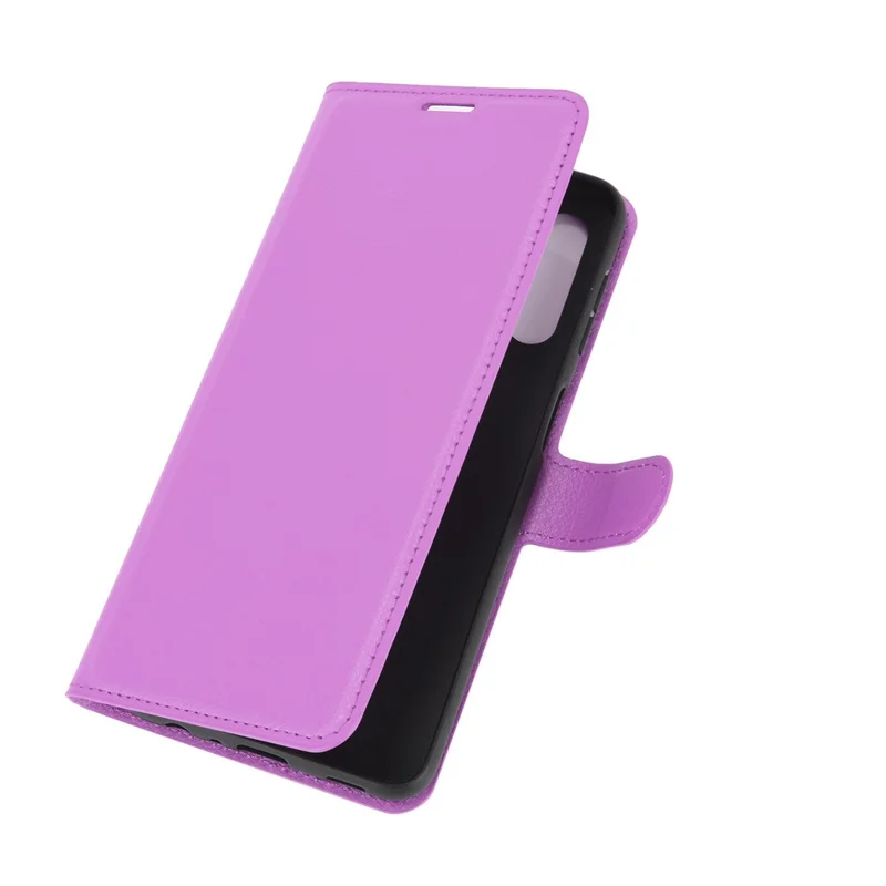 Litchi Texture Wallet Leather Protector Phone Stand Cover for Samsung Galaxy A32 5G / M32 5G - Purple