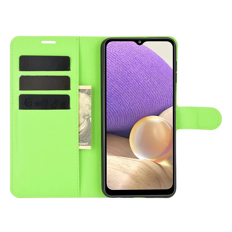 Custodia protettiva per telefono Litchi Texture Leather per Samsung Galaxy A32 5G/M32 5G - Verde