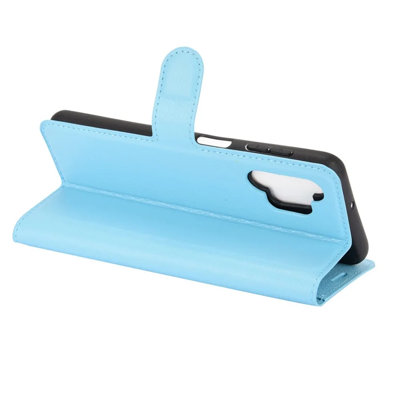 Funda de cuero con textura de lichi, diseño billetera y soporte para teléfono, protector para Samsung Galaxy A32 5G / M32 5G - Azul