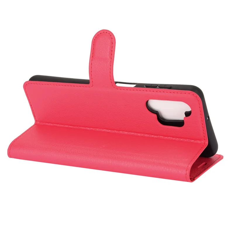 Litchi Texture Wallet Leather Protector Phone Stand Cover for Samsung Galaxy A32 5G / M32 5G - Red
